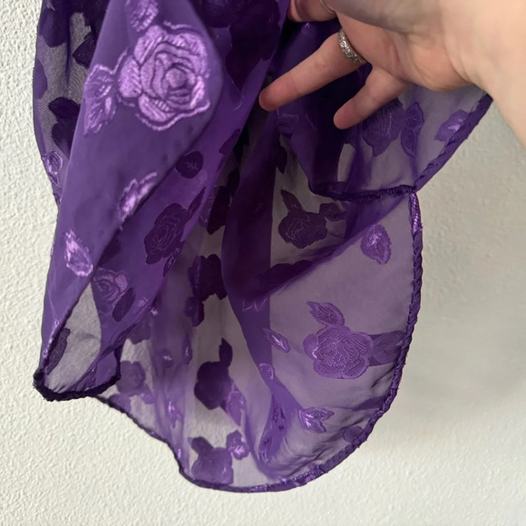 Vintage Lingerie Floral Sheer Nightie Slip Dress Petra Fashions Small Purple - Picture 5 of 9